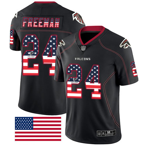 Atlanta Falcons Limited Black Men Devonta Freeman Jersey NFL Football #24 Rush USA Flag->atlanta falcons->NFL Jersey